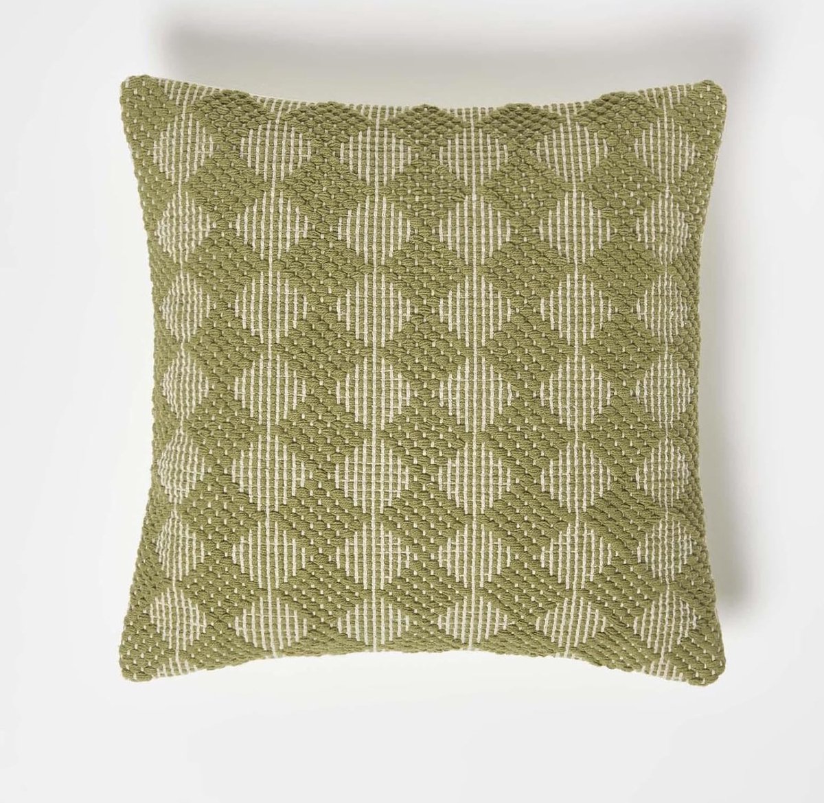 Homescapes sierkussen Lima met ruitpatroon - kussen groen 45 x 45 cm