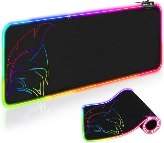 Foto: Dark rainbow muismat gamer rgb led verlichtingsmodi lichtgevende mousepad gamers waterdicht antisliprubberbasis voor pc mac laptopgamers 800x300x4mm