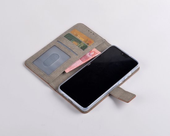 P.C.K. Étui de téléphone-étui de livre-place pour cartes- Zwart avec imprimé floral rose clair-convient pour Apple iPhone 15-comprend un film de verre