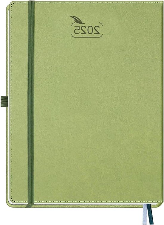 Foto: Weekplanner dagboek a4 week to view 285 x 215 cm grote verticale weekplanner 100 g m papier maandelijks tabblad afsprakendagboek 25 pennenhouder veganistisch leer harde kaft 