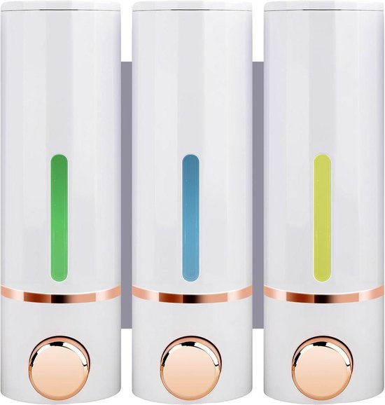 Zeepdispenser Wandmontage, 3 Compartimenten Douche Zeepdispenser Geen Boren Shampoo