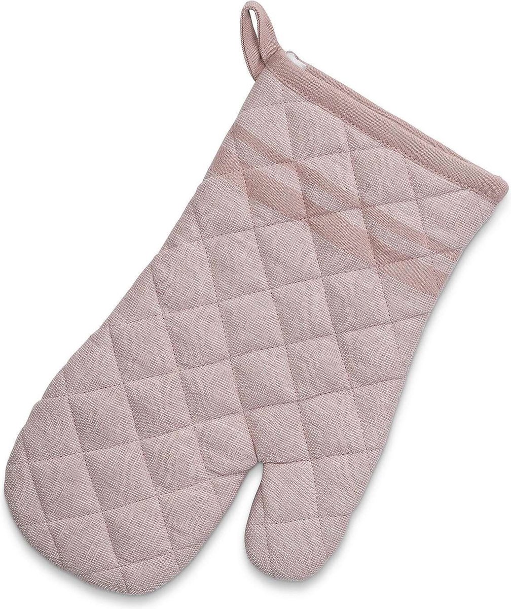 Ovenwant, Ovenhandschoen, Katoen, Roze met Streep, 31 x 18 cm - Kela | Tia