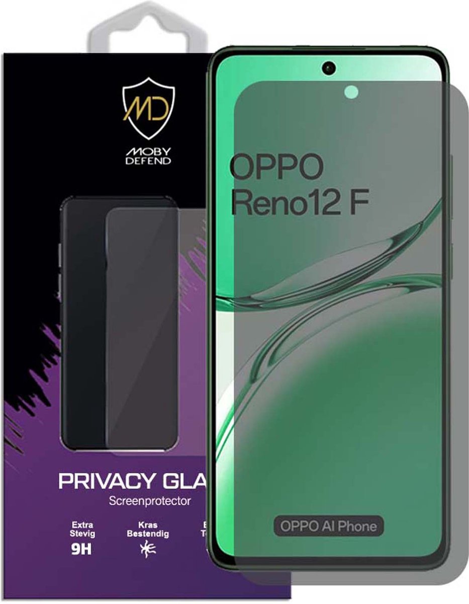 MobyDefend Screenprotector - Geschikt voor Oppo Reno12 F - HD Privacy Glass Screensaver