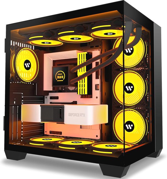 KEDIERS PC CASE ATX 6 PWM ARGB Ventiladores preinstalados, funda de