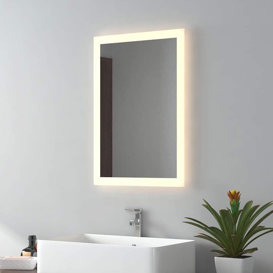 AICA Miroir lumineux 140 x 80cm, bluetooth 3 couleurs dimmable anti-buée mémoire, miroir