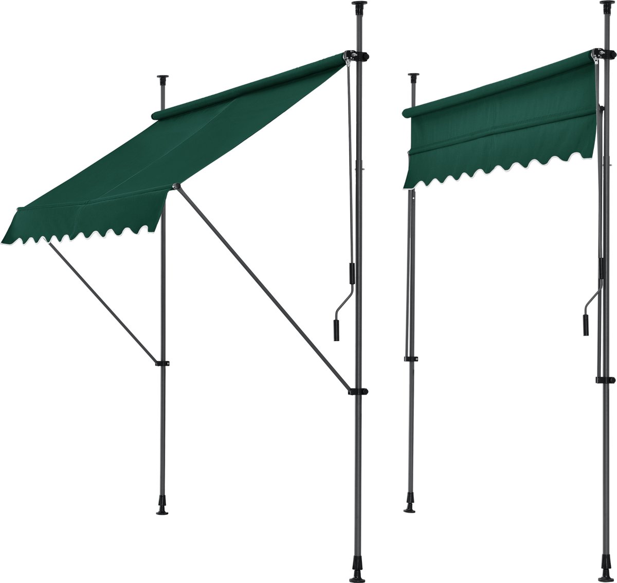 Bol.com Klem zonwering luifel uitschuifbaar donkergroen 200x120 cm aanbieding