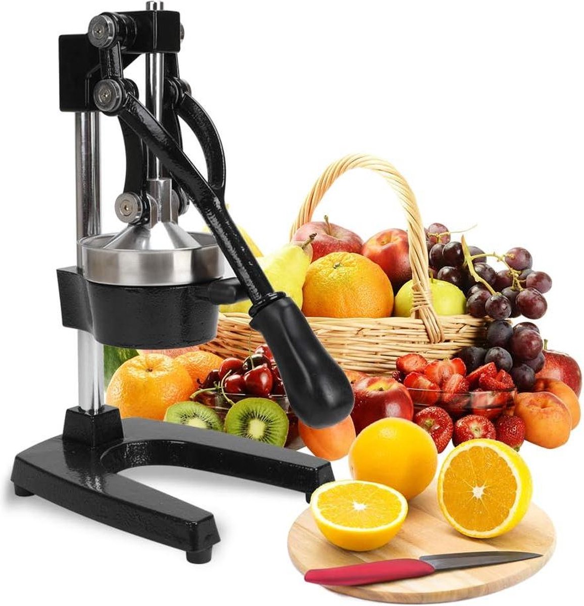 Professional Stainless Steel Manual Orange Squeezer High-Quality Citrus Juicer for Orange Juice and Lime Squeezing (Black)