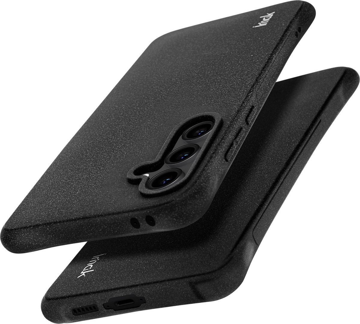 iMak, Beschermhoesje Geschikt voor Samsung Galaxy S24 FE Silicone Antischok Munten Bumper, Zwart