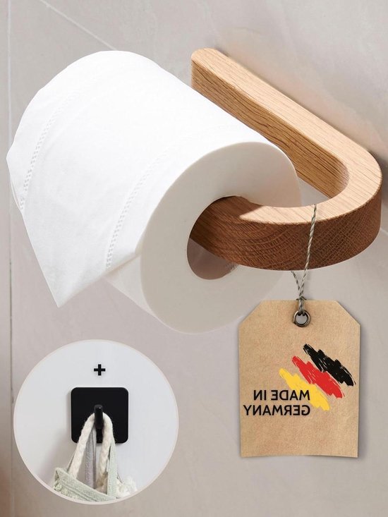 Papierrolhouder Houten toiletrolhouder met plank, toilet dubbele rolhouder voor badkamer wandmontage, zelfklevende toiletrolhouder (kleur: 2, maat: 18cm) (4 18cm Papierrolhouder Houten toiletrolhouder met plank, toilet dubbele rolhouder voor badkamer wandmontage, zelfklevende toiletrolhouder (kleur: 2, maat: 18cm) (4 18cm