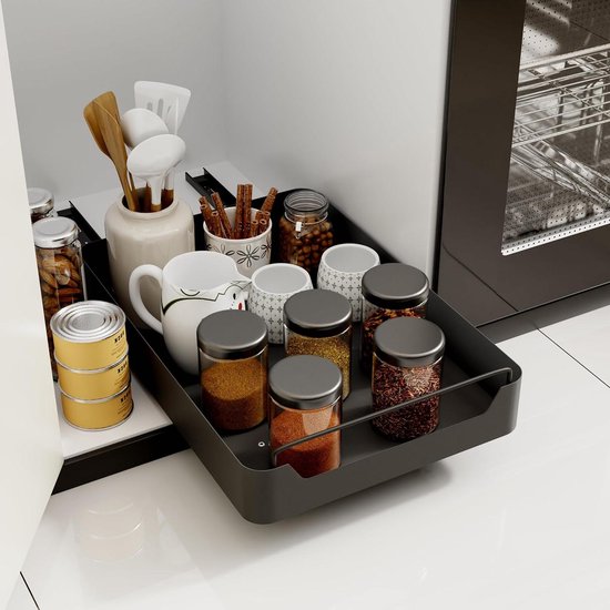 Ihomife Telescopische lade, geüpgraded dubbele montage, compatibel met alle kasten, geüpgraded, zware rails, lade keuken, 32-52 cm, ruimtebesparende kastorganizer, wit