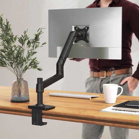 HUANUO Enkele Monitorarm – Voor 13 Tot 40 Inch Schermen – Draagkracht 2 Tot 12 Kg – Met USB-poort – Gasveer – VESA 75/100 Mm – 2 Bevestigingsopties – Ideaal Voor Thuis En Kantoor 3 miniatura