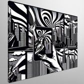 Pop art zwart wit schilderij | Monochroom meesterwerk: een ode aan pop art in zwart-wit | Kunst - 100x100 centimeter op Canvas | Foto op Canvas