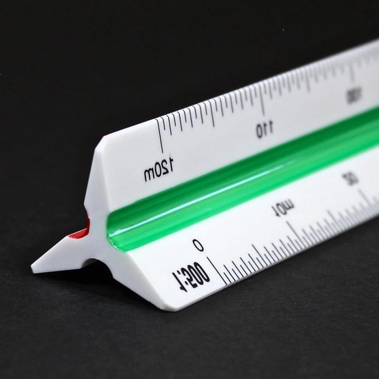 Schaalliniaal 30 Cm – Driekantige Liniaal Voor Architecten & Ingenieurs (1:20 T/m 1:500)