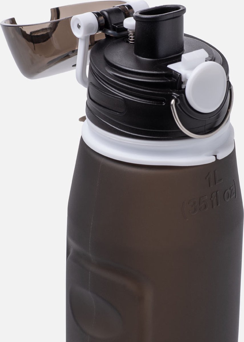 Duradis - Opvouwbare waterfles - Drinkfles - Waterzak - Duurzaam - Siliconen - 1000 ml - Zwart — cadeau in Sport & Outdoor - foto 3