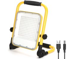 Bouwlamp - werklicht oplaadbaar - USB | LED 100W=250W schijnwerper | daglichtwit 6500K - 3 standen + flits blauwrood | waterdicht IP65