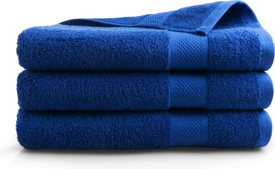 DoubleDry Hotel Badhanddoeken 70 x 140 cm – Set van 3 – 100% Katoen 500 g/m2 – Zacht & Absorberend - Klassiek Blauw