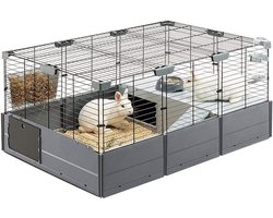 Hamsterkooi modulaire kooi voor konijnen en cavia's MULTIPLA metaalgaas gerecycled plastic accessoires circulair duurzaam