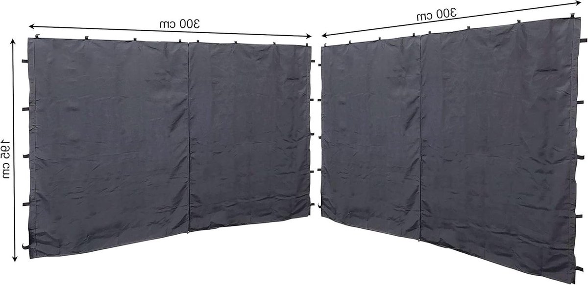 Partytent zijpanelen RV 300x195 cm Rank paviljoen 3x3m antraciet RAL 7012