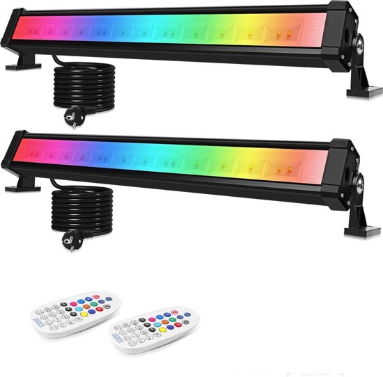 Foto: 25w rgb led wallwasher feestverlichting 2 pak met kleurverandering afstandsbediening en timer bar dj home party podiumverlichting