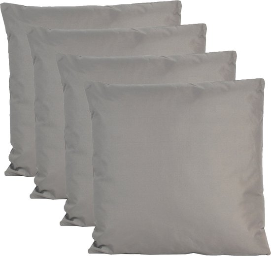 Anna's collection Coussins décoratifs d'extérieur ou de jardin - 4x - gris - 45 x 45 cm - intérieur/extérieur - coussins de banquette de jardin
