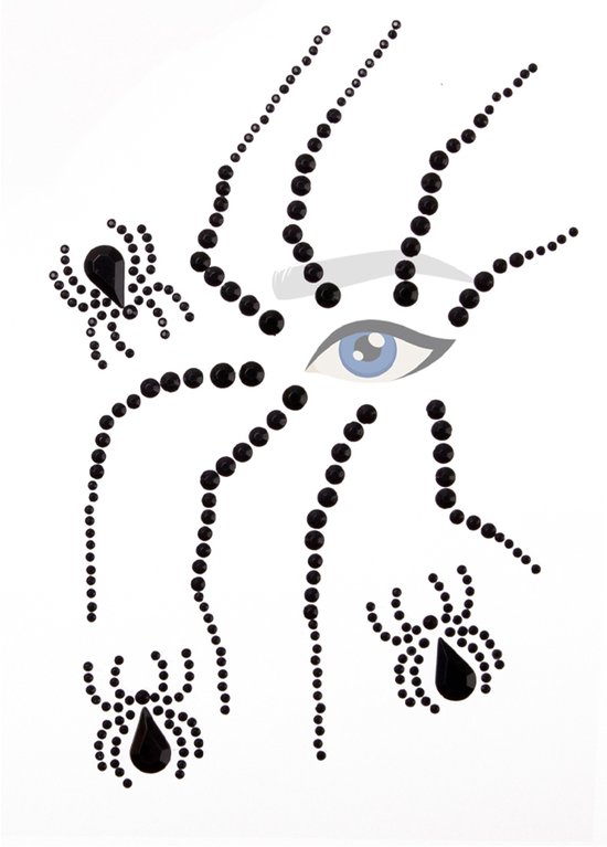 Bijoux Face & Corps - Sticker Visage Halloween - Spider Noire Gothique