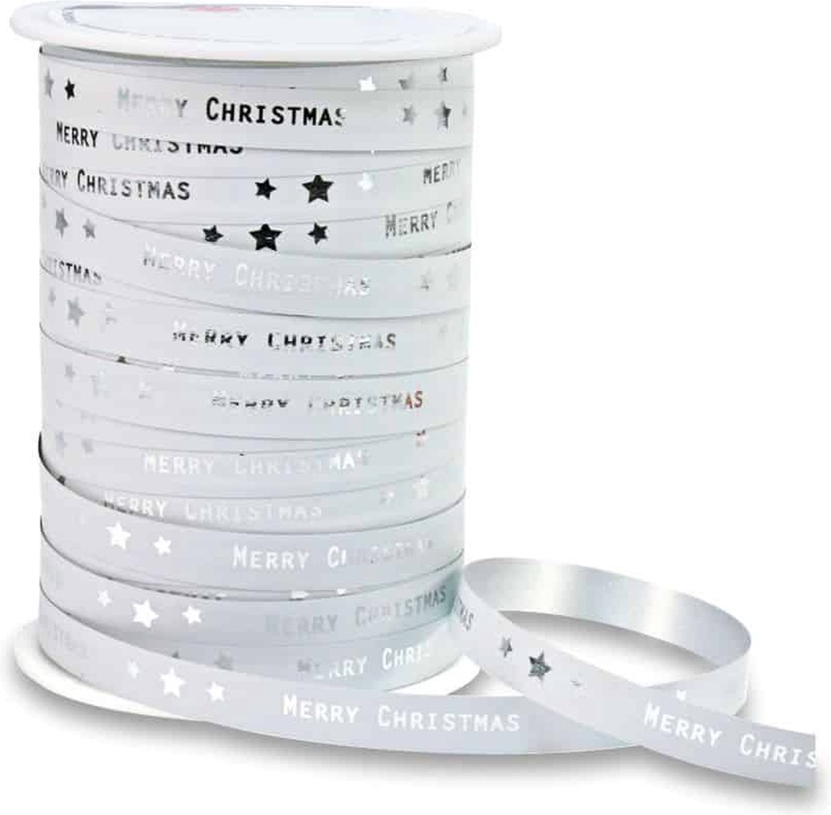 Krullint Kerst Merry Christmas Wit - 10mm