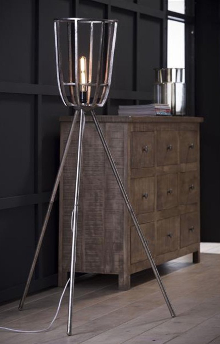 LM-Collection Hodges Vloerlamp - Ø30x134cm - E27 - Grijs - Metaal - vloerlampen woonkamer, vloerlamp zwart, vloerlamp industrieel, vloer lamp, vloerlampen landelijk, staande lampen woonkamer, staande lampen, staande lamp industrieel