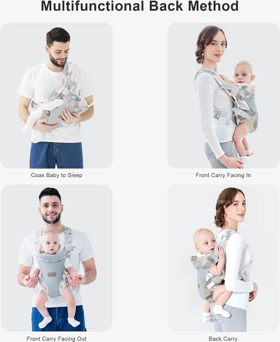 (stijl B) Draagzak Wrap - Handsfree Ergonomisch Draagbaar 4 in 1 Draagzak voor pasgeborenen - Zachte rugdrager - voor baby's van 3-20KG 3-36 maanden - Draagzak Baby - Draagdoek - Kinderdrager - Babydrager - Drager van $ — afbeelding 4