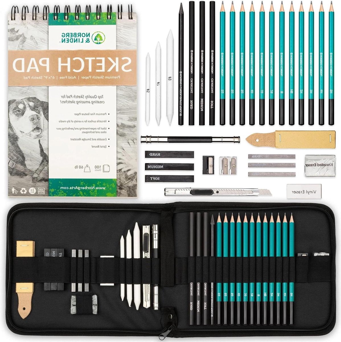 Hand Art Set zwart complete beginnerskit voor vrijhandige creaties Tekendoos