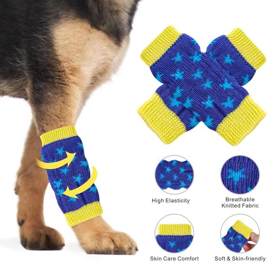 YOFAPA Hondenbeenwarmers gebreid - 4 stuks eenvoudige thermische winterhondenhockcovers elastische schattige puppy beenmouwen voor koud weer