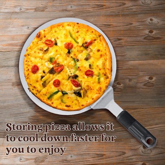 Pelle à pizza en acier inoxydable avec manche en plastique - Pelle à pizza ronde pour la cuisson de la pizza - Pâte à pâtisserie - Gâteau au pain - 235 x 18 cm
