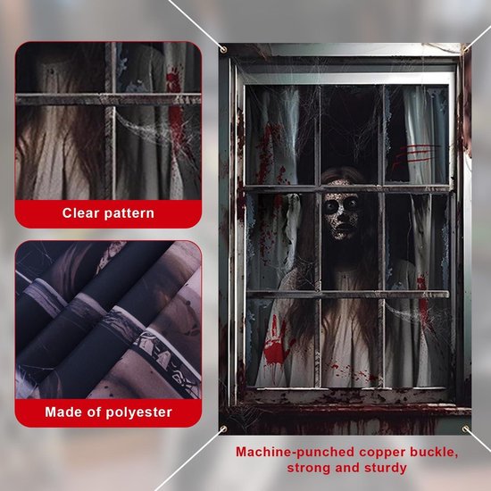 Rideau Halloween Deco Fenetre,120X80cm Decoration Halloween