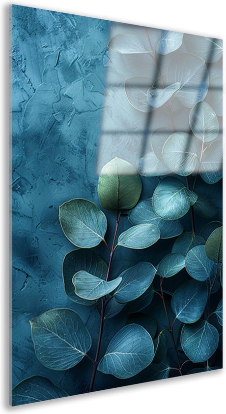 Bladeren schilderij - Planten schilderijen - Glas schilderij Textuur - Muurdecoratie klassiek - Acrylglas schilderijen - Wanddecoratie slaapkamer acrylglas 50x75 cm
