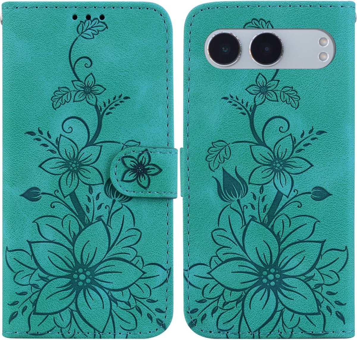 Coverup Hoesje - Geschikt voor OnePlus Nord 4 Hoesje - Coverup Bloemen Book Case - Groen