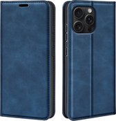 Coque pour iPhone 16 Pro - Bookcase portefeuille de Luxe (fermeture magnétique) - Blauw - Étui pour téléphone portable - Étui de téléphone Convient pour : iPhone 16 Pro