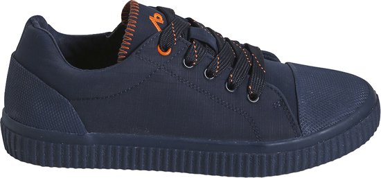 Canvas kindersneakers met vetersluiting en ritssluiting marineblauw