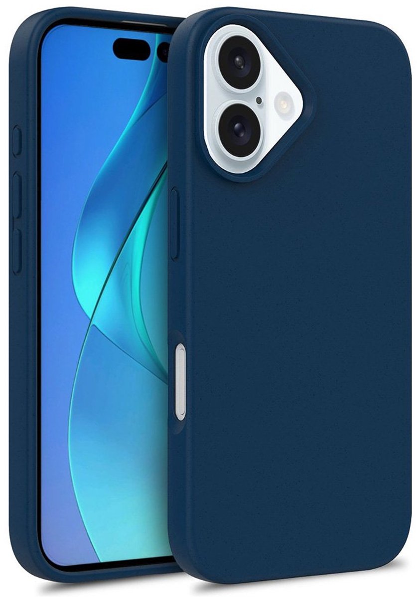 Flexibel Eco hoesje geschikt voor iPhone 16 - blauw- Milieuvriendelijk en schokbestendig ontwerp - Onbreekbaar - Trendy kleuren