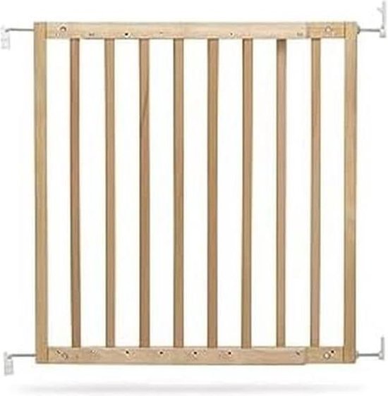 Geuther 2710 Danny Zwenk-deurbeschermingsrooster, passing: 63,5-105,5 cm, hoogte 75 cm, veiligheidsrooster voor kinderen, veiligheidssluiting met 2 acties, verkrijgbaar in 4 kleuren, onbehandeld hout