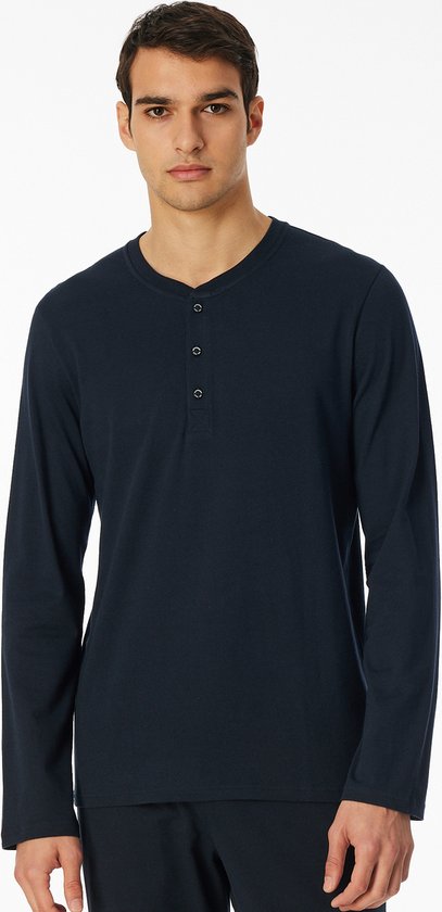 Pyjamashirt lange mouwen en knoop Schiesser