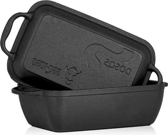 BBQ Toro Gietijzeren Braadpan Met Deksel, 4,5 Liter, 2 In 1 Pan Stoofpan Broodbakvorm Grote Braadpan Vierkante Voor Barbecue Oven 663212402