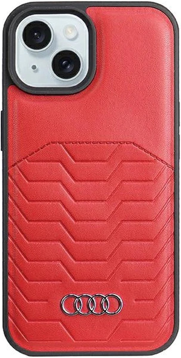 Audi Synthetic Leather MagSafe iPhone 15 / 14 / 13 red hardcase AU-TPUPCMIP15-GT/D3-RD