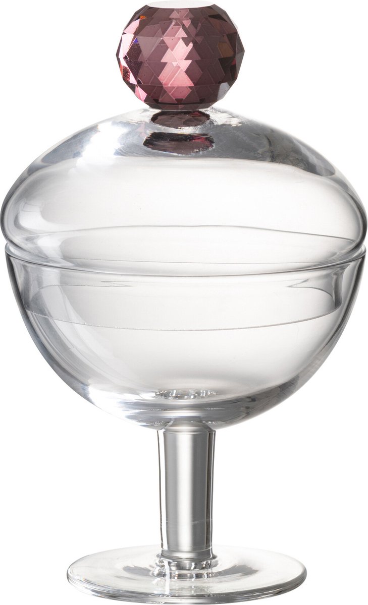 J-Line voorraadpot Diamant - kristalglas - roze/transparant - small
