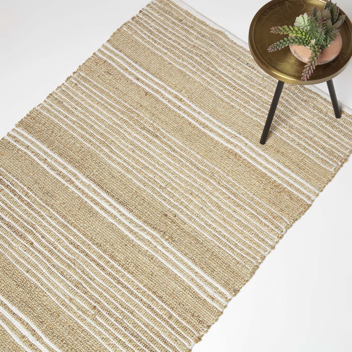 Homescapes jute vloerkleed Arlyn 120 x 170 cm - beige-wit gestreept vloerkleed