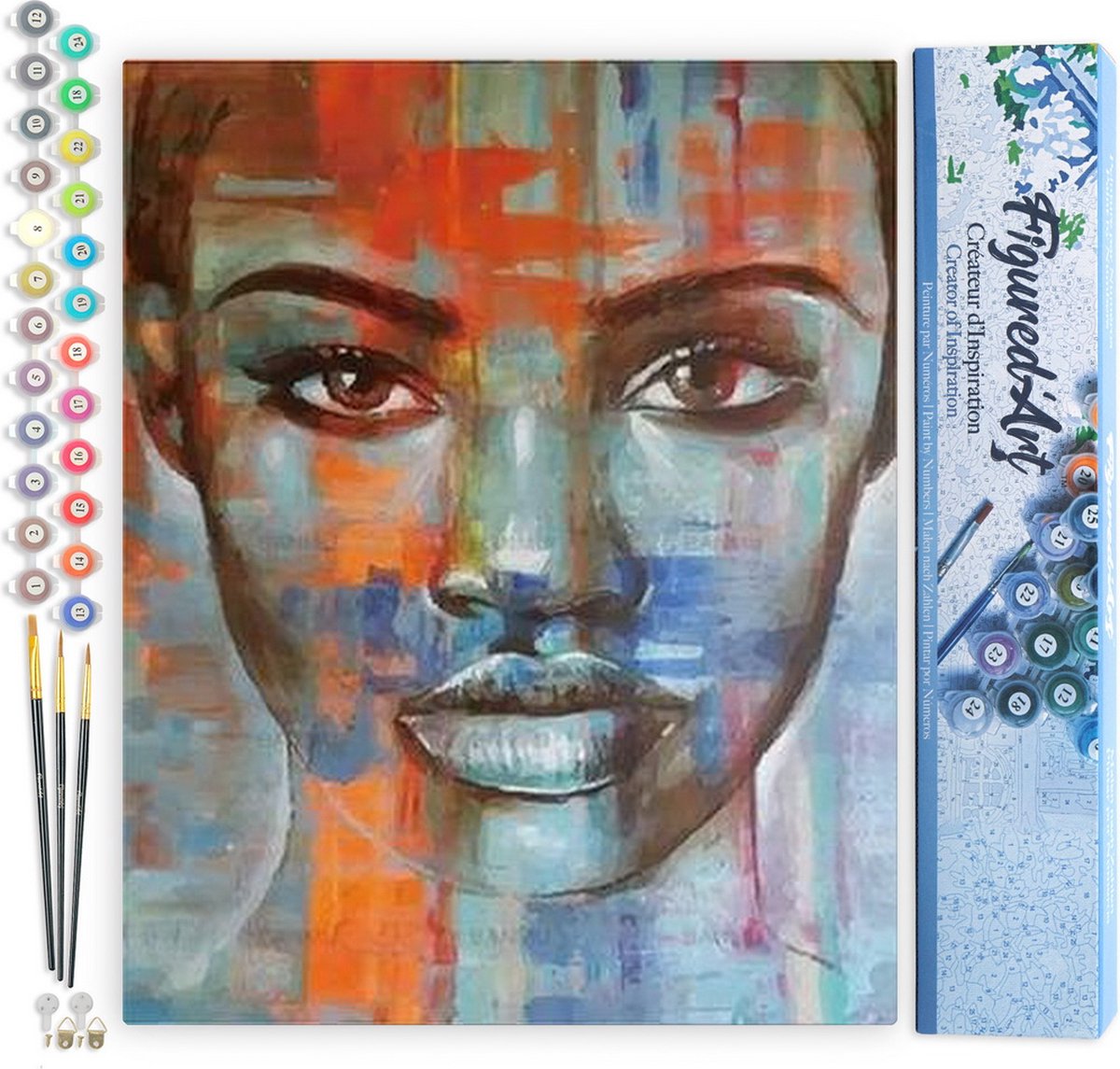 Figured'Art Schilderen op Nummer Volwassenen canvas Afrikaanse vrouw - Handwerk acrylverf Kit DIY Compleet - 40x50cm zonder frame