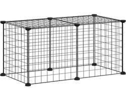 vidaXL - Huisdierenkooi - met - 8 - panelen - 35x35 - cm - staal - zwart