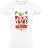 T-shirt femme 50 Whole Years Of Being Awesome - anniversaire - cadeau - fête - 50e - 50e - Sarah - 50 ans
