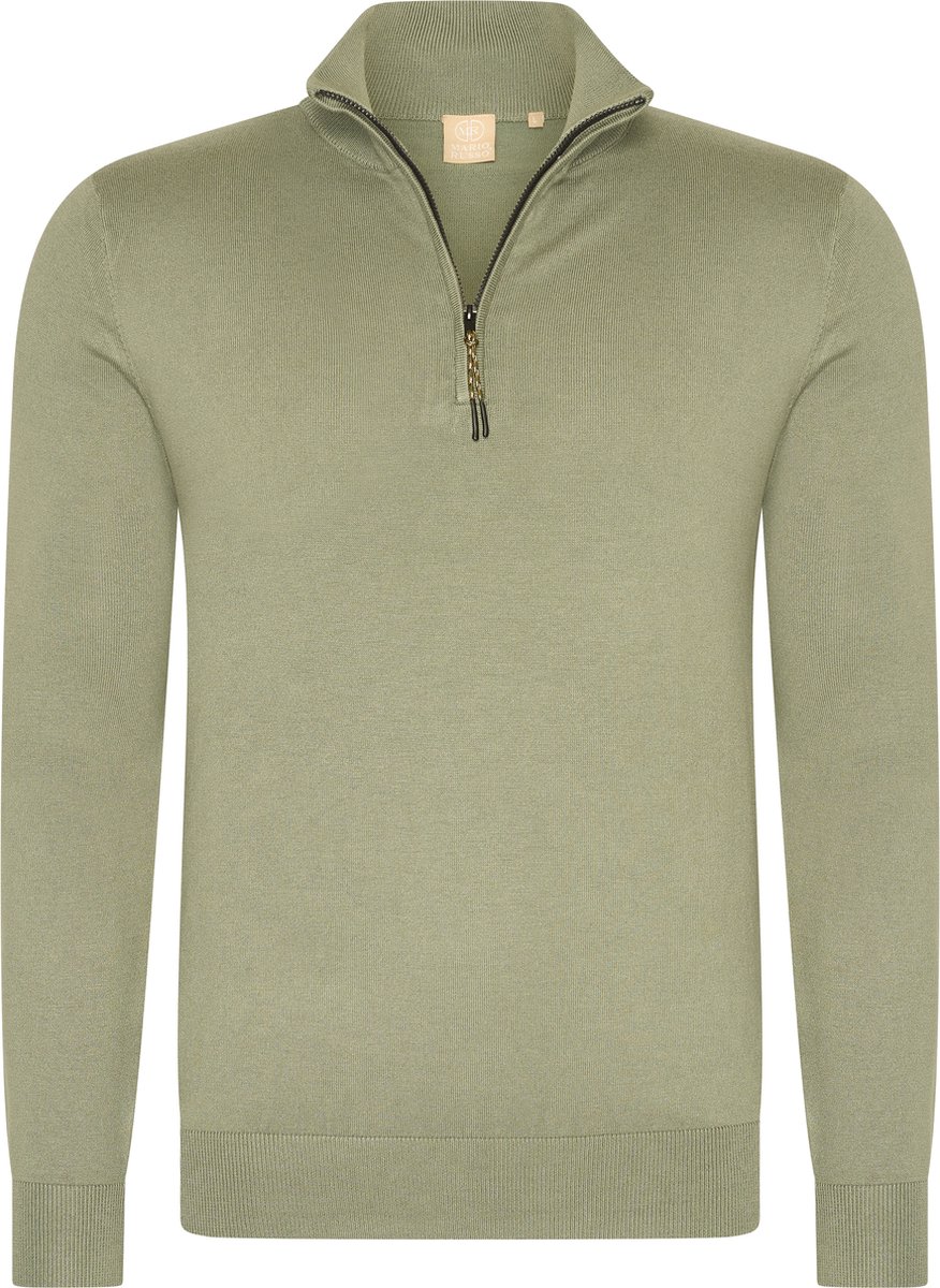 Mario Russo Half Zip Sweater - Trui Heren - Sweater Heren - Coltrui Heren - XL - Agave Groen