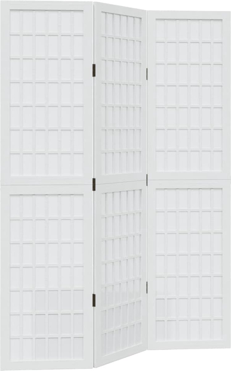 vidaXL - Kamerscherm - met - 3 - panelen - massief - paulowniahout - wit