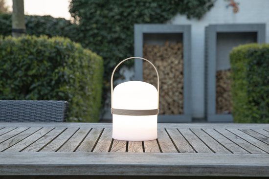 Lucide JOE - Oplaadbare Tafellamp Binnen/Buiten - Accu/Batterij - Ø 14,5 cm - LED Dimbaar - 1x3W 3000K - IP44 - Wit - Japandi