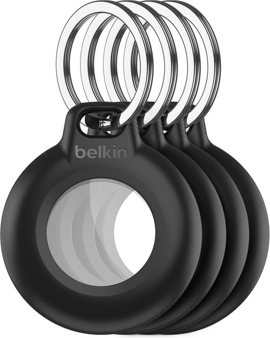 Belkin Airtag Secure Holder Waterproof with Keyring Zwart - 4 Pack